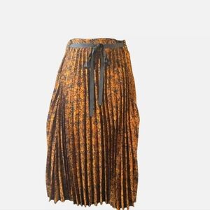 Bar III Pleated Snakeskin Print Skirt